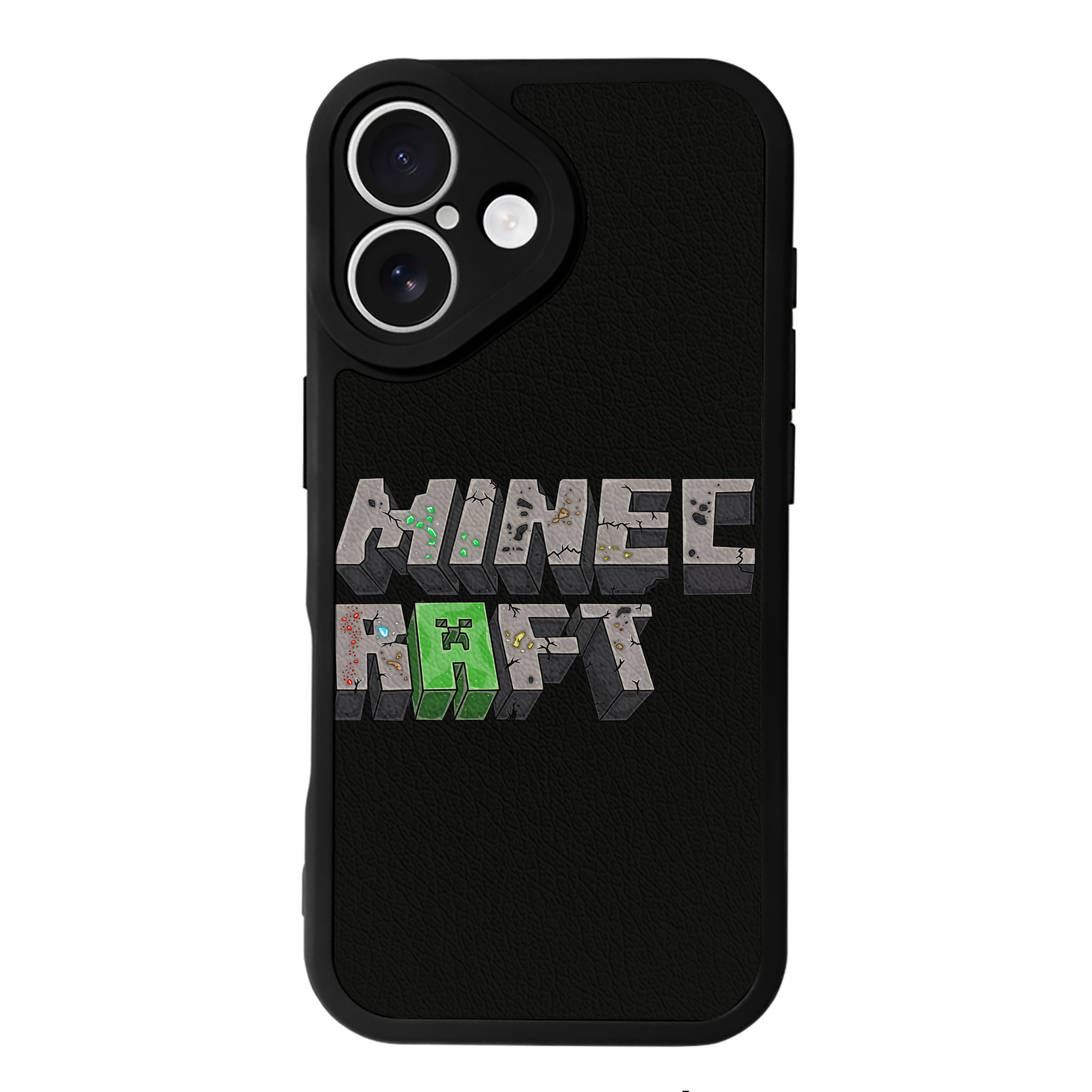 （画像用） マインクラフト ブロックの世界 Minecraft MC Block world 【iPhone 16シリーズ対応】シリコンスマホケース（レザー調） 材質：シリコン